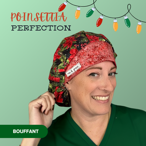 Poinsettia Perfection - Scrub Cap - rae & grace - Bouffant