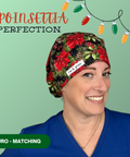 Poinsettia Perfection - Scrub Cap - rae & grace - Euro - Matching Top