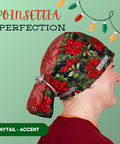 Poinsettia Perfection - Scrub Cap - rae & grace - Ponytail - Accent Top