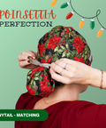 Poinsettia Perfection - Scrub Cap - rae & grace - Ponytail - Matching Top