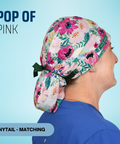 Pop Of Pink  - Scrub Cap - rae & grace - Ponytail - Matching Top