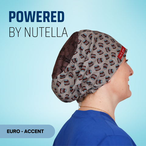 Powered By Nutella - Scrub Cap - rae & grace - Euro - Accent Top