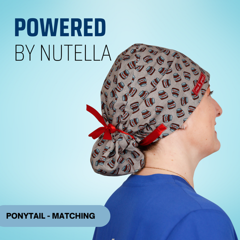 Powered By Nutella - Scrub Cap - rae & grace - Ponytail - Matching Top