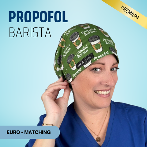 Propofol Barista - Scrub Cap - rae & grace - Euro - Matching Top