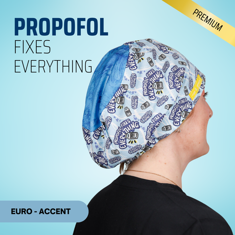 Propofol Fixes Everything - Scrub Cap - rae & grace - Euro - Accent Top