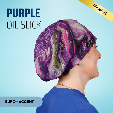 Purple Oil Slick - Scrub Cap - rae & grace - Euro - Accent Top