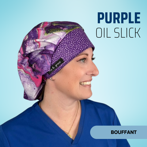 Purple Oil Slick - Scrub Cap - rae & grace - Bouffant