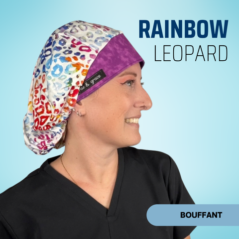Rainbow Leopard - Scrub Cap - rae & grace - Bouffant