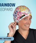 Rainbow Leopard - Scrub Cap - rae & grace - Euro - Matching Top