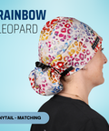Rainbow Leopard - Scrub Cap - rae & grace - Ponytail - Matching Top