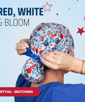 Red White & Bloom - Scrub Cap - rae & grace - Ponytail - Matching Top