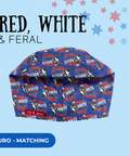 Red, White & Feral - Scrub Cap - rae & grace - Euro - Matching Top