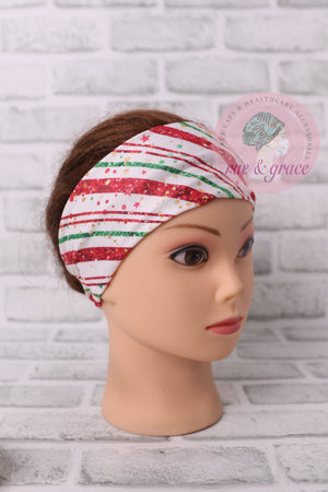 Red & Green Striped - Headband