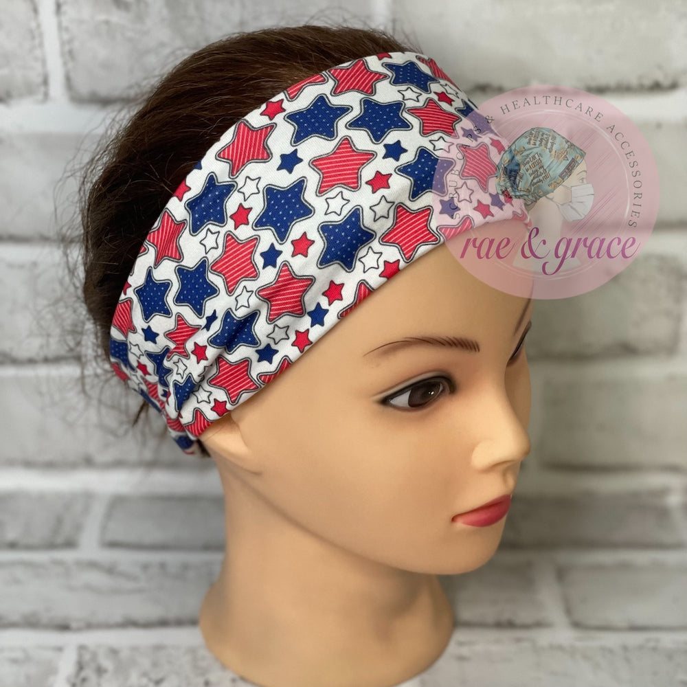 
            
                Load image into Gallery viewer, Patterned Red White Blue Stars - Headband
            
        
