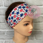 Patterned Red White Blue Stars - Headband