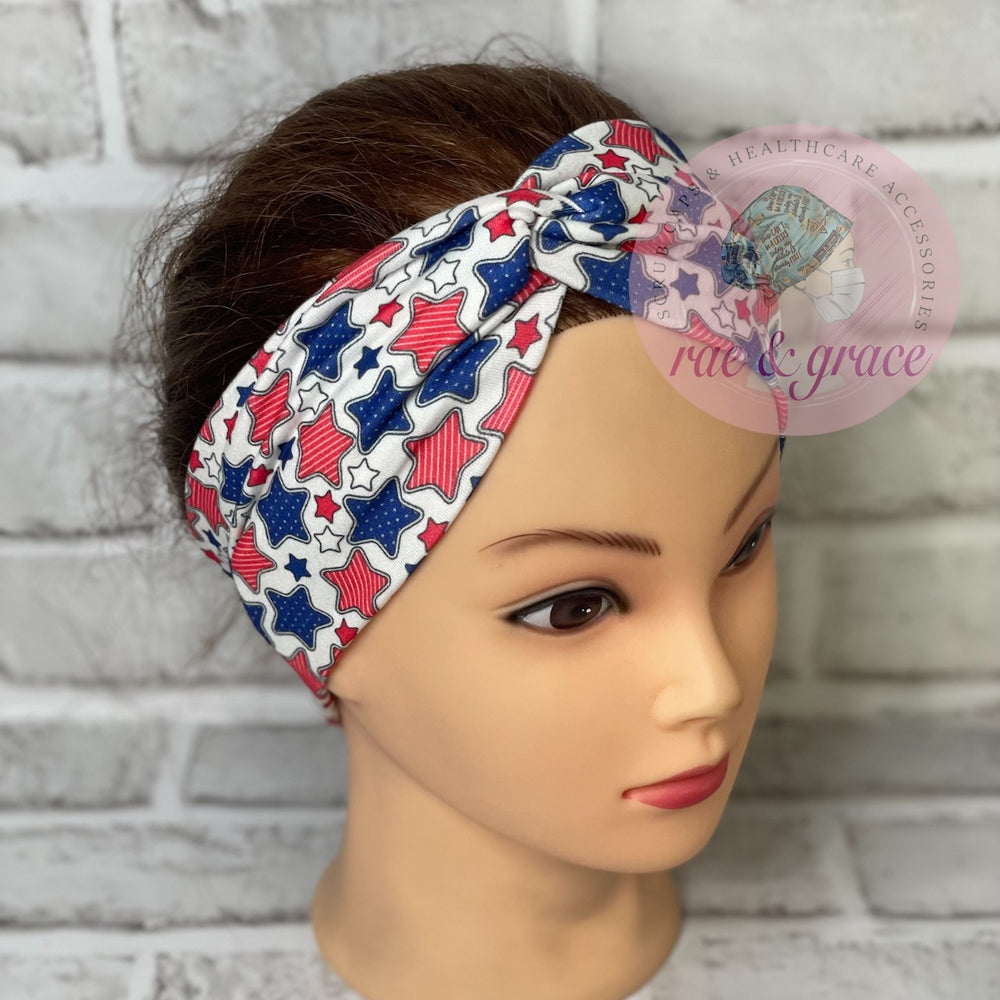 
            
                Load image into Gallery viewer, Patterned Red White Blue Stars - Headband
            
        