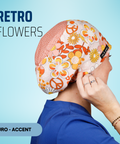 Retro Flowers - Scrub Cap - rae & grace - Euro - Accent Top