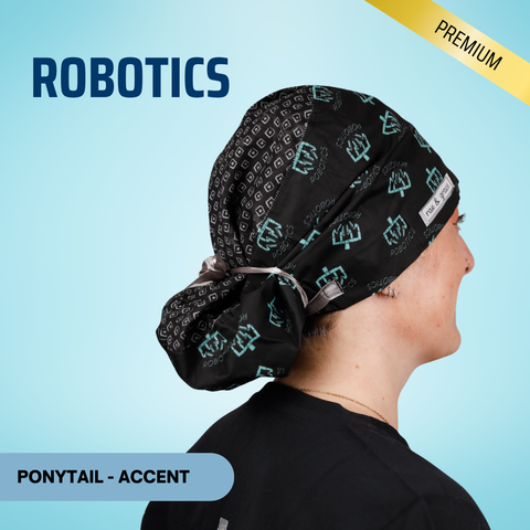 Robotics - Scrub Cap - rae & grace - Ponytail - Accent Top