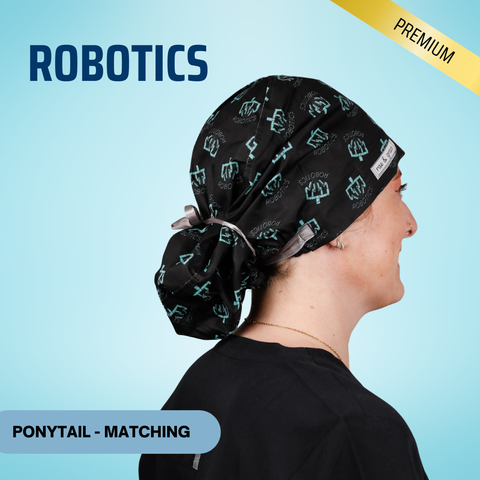 Robotics - Scrub Cap - rae & grace - Ponytail - Matching Top