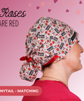 Roses Are Red - Scrub Cap - rae & grace - Ponytail - Matching Top