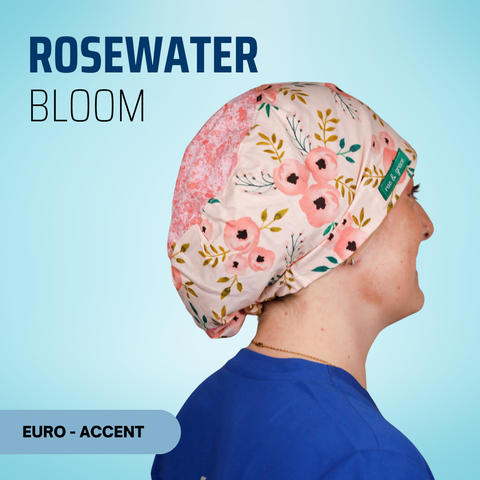 Rosewater Bloom - Scrub Cap - rae & grace - Euro - Accent Top