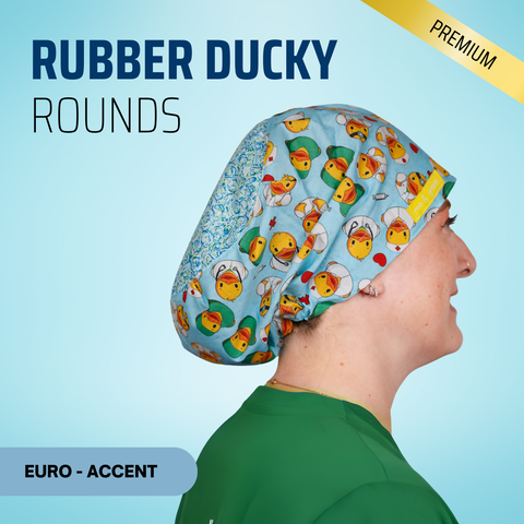 Rubber Ducky Rounds - Scrub Cap - rae & grace - Euro - Accent Top