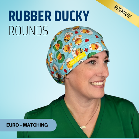 Rubber Ducky Rounds - Scrub Cap - rae & grace - Euro - Matching Top