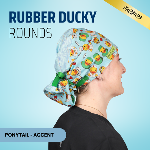Rubber Ducky Rounds - Scrub Cap - rae & grace - Ponytail - Accent Top