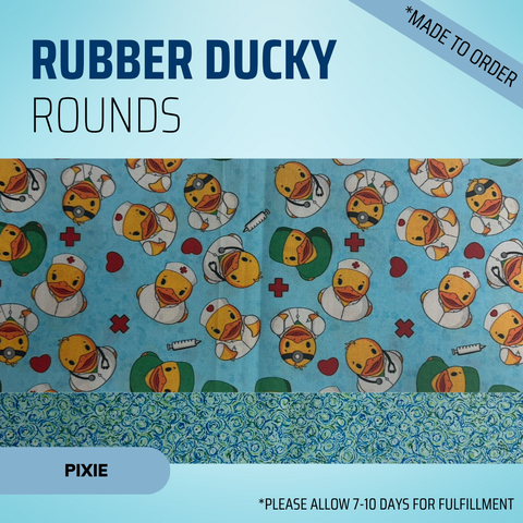 Rubber Ducky Rounds - Scrub Cap - rae & grace - Pixie - Made to order Please allow 7-10 days for fulfillment.