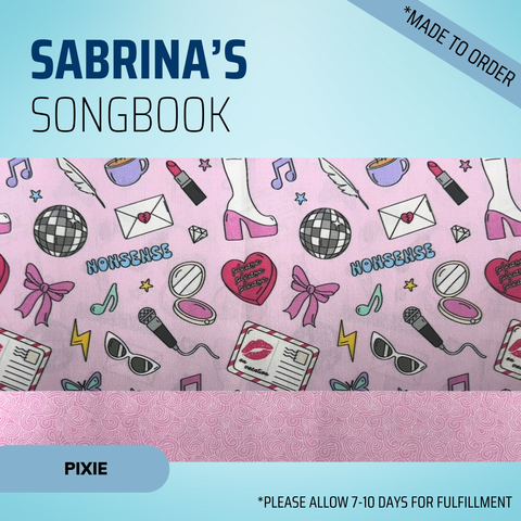 Sabrina’S Songbook - Scrub Cap - rae & grace - Pixie - Made to order Please allow 7-10 days for fulfillment.