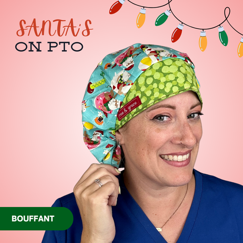 Santa’S On Pto  - Scrub Cap - rae & grace - Bouffant