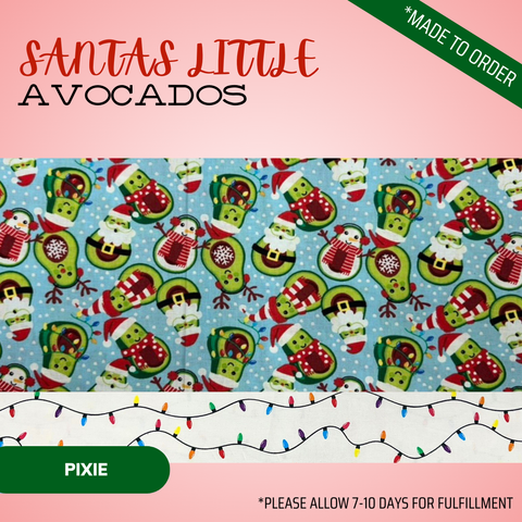 Santa’S Little Avocados - Scrub Cap - rae & grace - Pixie - Made to order Please allow 7-10 days for fulfillment.