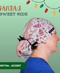 Santa’S Sweet Side  - Scrub Cap - rae & grace - Ponytail - Accent Top