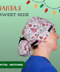 Santa’S Sweet Side  - Scrub Cap - rae & grace - Ponytail - Matching Top