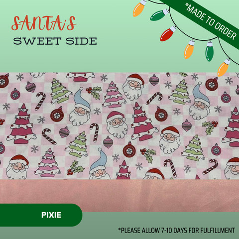 Santa’S Sweet Side  - Scrub Cap - rae & grace - Pixie - Made to order Please allow 7-10 days for fulfillment.