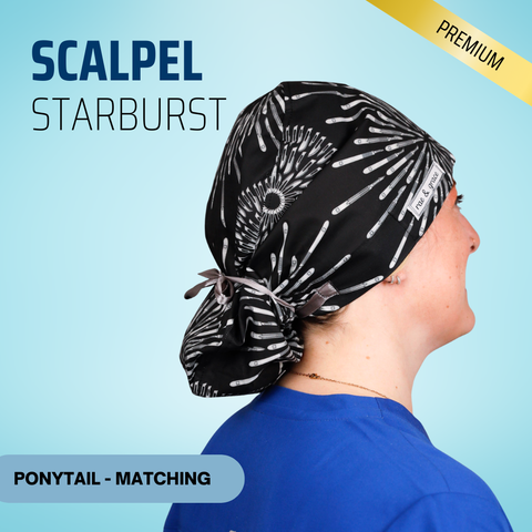 Scalpel Starburst - Scrub Cap - rae & grace - Ponytail - Matching Top