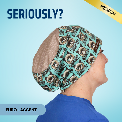 Seriously - Grumpy Cat - Scrub Cap - rae & grace - Euro - Accent Top
