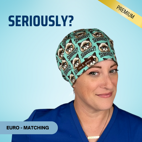 Seriously - Grumpy Cat - Scrub Cap - rae & grace - Euro - Matching Top