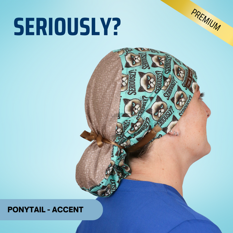 Seriously - Grumpy Cat - Scrub Cap - rae & grace - Ponytail - Accent Top
