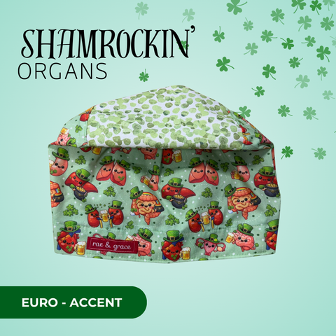 Shamrockin Organs - Scrub Cap - rae & grace - Euro - Accent Top