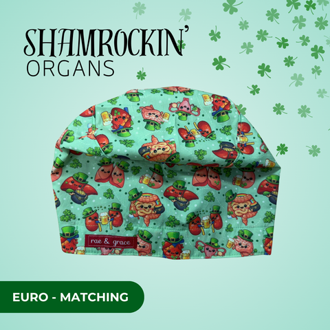 Shamrockin Organs - Scrub Cap - rae & grace - Euro - Matching Top