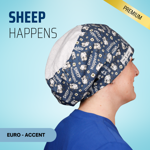 Sheep Happens - Scrub Cap - rae & grace - Euro - Accent Top
