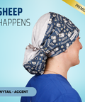 Sheep Happens - Scrub Cap - rae & grace - Ponytail - Accent Top
