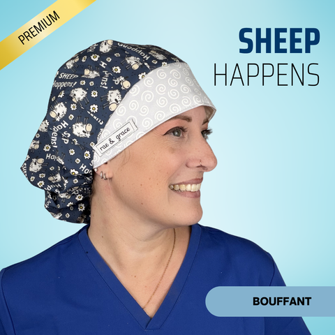 Sheep Happens - Scrub Cap - rae & grace - Bouffant