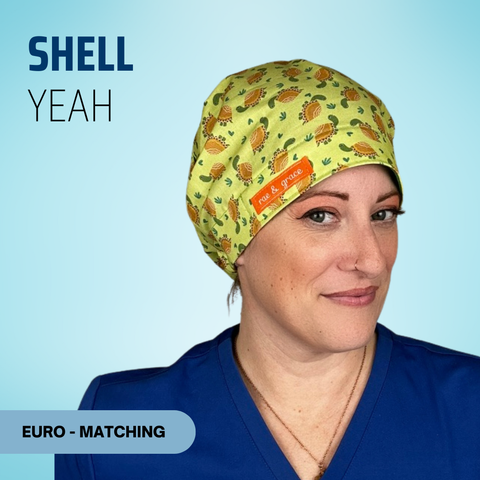 Shell Yeah - Scrub Cap - rae & grace - Euro - Matching Top