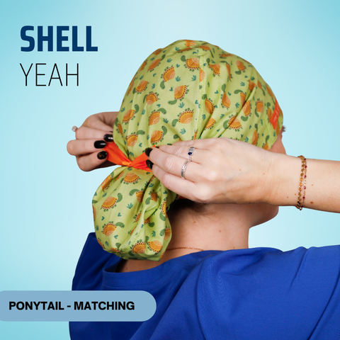 Shell Yeah - Scrub Cap - rae & grace - Ponytail - Matching Top