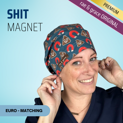 Shit Magnet Scrub Cap - rae & grace scrub caps - Matching Top Euro