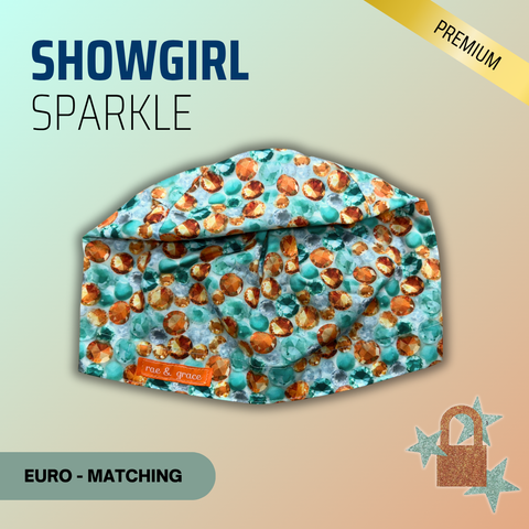 Showgirl Sparkle - Scrub Cap - rae & grace - Euro - Matching Top