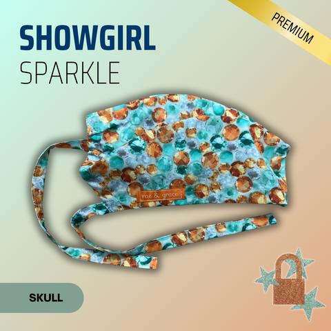 Showgirl Sparkle - Scrub Cap - rae & grace - Skull Cap - Made to order Please allow 7-10 days for fulfillment.