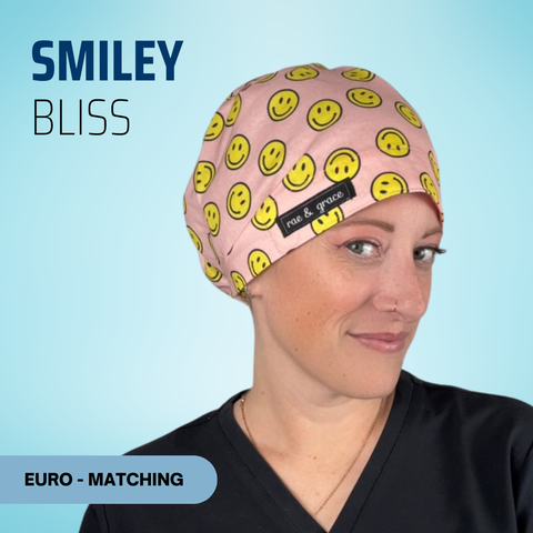 Smiley Bliss - Scrub Cap - rae & grace - Euro - Matching Top